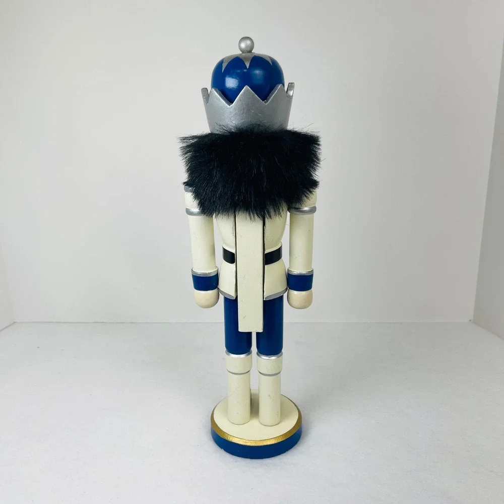 Blue and Silver Wooden Nutcracker King Christmas Holiday Decor 12 Inch